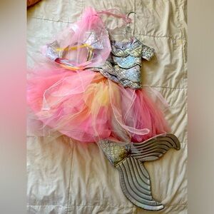 Mermaid girls costume 4-5y silver pink
